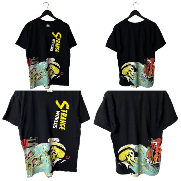 Strange Worlds T Shirt Black XL Extra Large Comic Drawing Graphic Tee Cotton - Picture 1 of 16